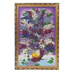 Картина &quot;Душистая сирень&quot; багет 89х59 см рисунок из каменной крошки — 