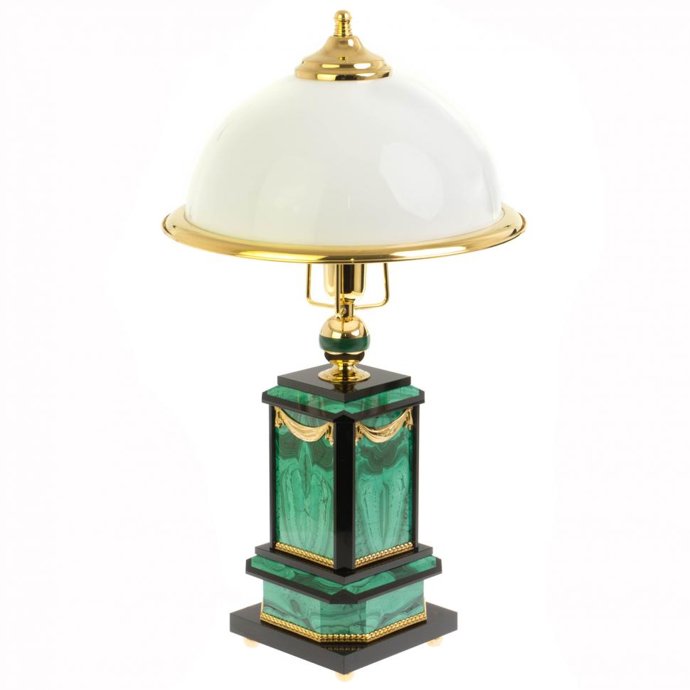 Лампа настольная из малахита Златоуст фото 1 — 