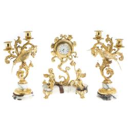 Каминные часы с канделябрами &quot;Ангелы&quot; камень мрамор — 