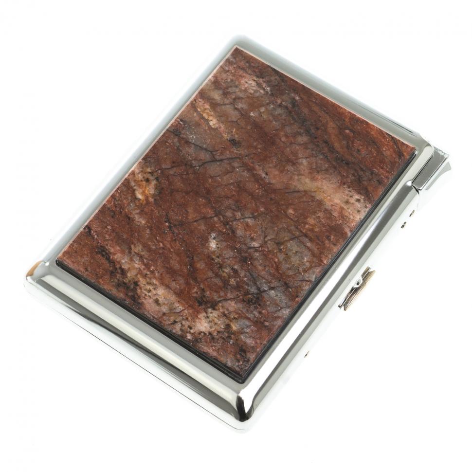 Портсигар на 20 сигарет с зажигалкой камень авантюрин фото 1 — 
