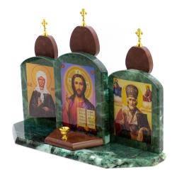 Икона &quot;Триптих&quot; змеевик, лемезит 33,5х9,5х24 см — 