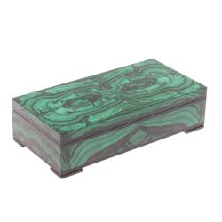 Шкатулка Купюрница из малахита 18х9х5 см — 