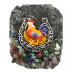 Магнит &quot;Петух в подкове с монетами&quot; змеевик — 