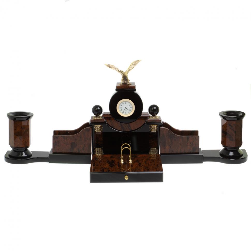 Настольный набор "Орёл" камень обсидиан фото 1 — 