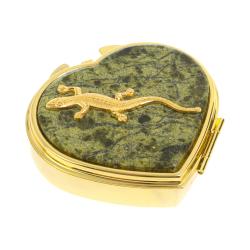 Таблетница &quot;Сердце&quot; с ящерицей на 3 отделения змеевик цвет золото — 