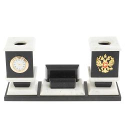 Офисный набор с подставкой для телефона из мрамора — 