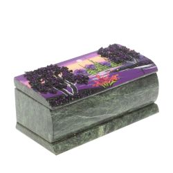 Шкатулка с росписью &quot;Рассвет&quot; камень змеевик 15х7,5х6 см — 