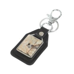 Брелок для ключей с накладкой из камня амазонит дымчатый кварц — 