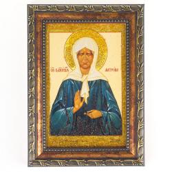 Икона Матрона Московская рамка багет 13х18 см, каменная крошка — 