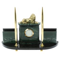 Письменный набор &quot;Лев&quot; из камня офиокальцит — 