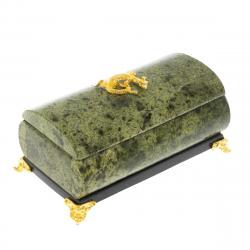 Шкатулка с ящерицей из змеевика 12х6,5х6 см — 