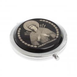 Зеркало с иконой &quot;Семистрельная&quot; из черного обсидиана — 