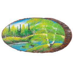 Панно на срезе дерева &quot;Лето&quot; горизонтальное 35-40 см — 