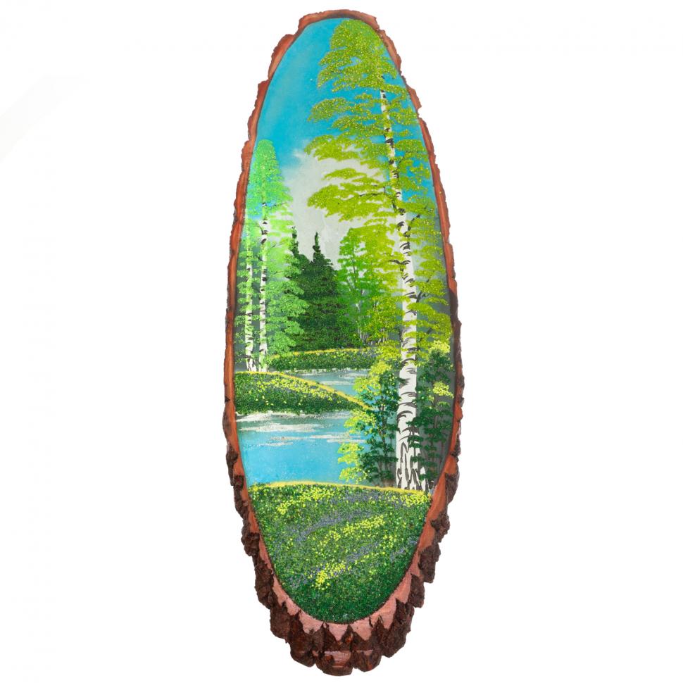 Панно на срезе дерева "Лето" вертикальное 105-110 см каменная крошка фото 1 — 