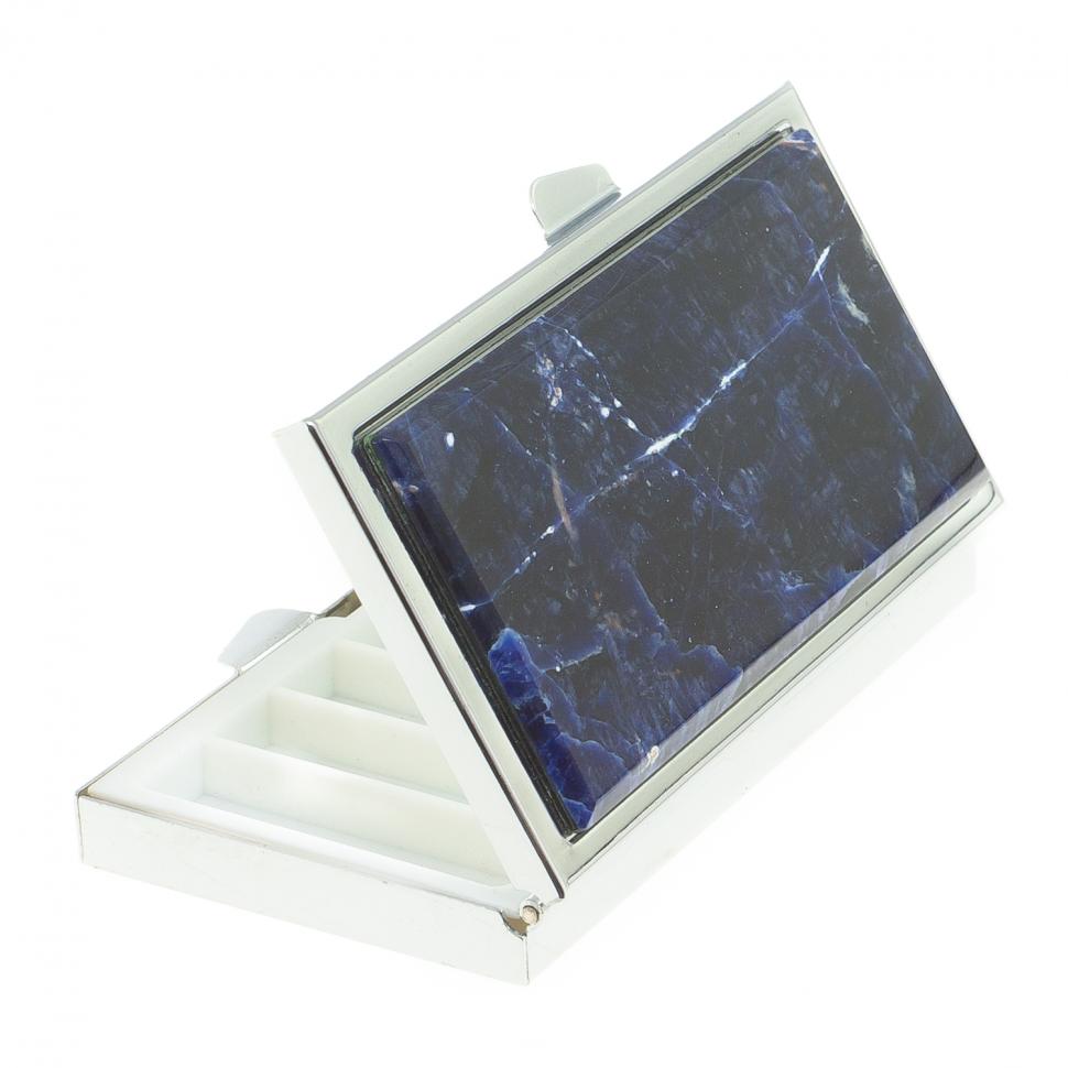 Таблетница на 7 отделений камень содалит серебристая фото 1 — 