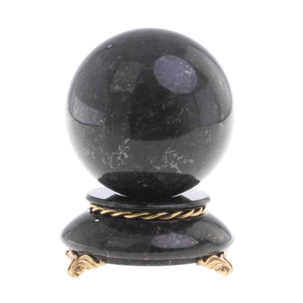 Шар "Антистресс" из камня лабрадорит 10 см на подставке фото 1 — 