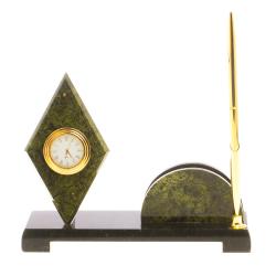 Мини-набор с часами &quot;Ромб&quot; камень змеевик — 