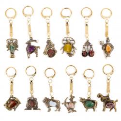 Комплект брелоков &quot;Знаки зодиака&quot; 12 штук бронза — 