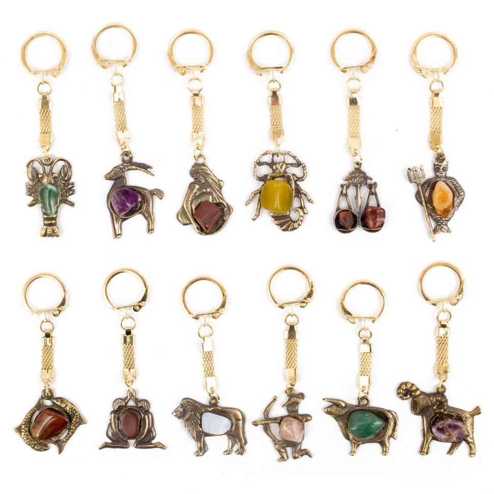 Комплект брелоков "Знаки зодиака" 12 штук бронза фото 1 — 