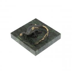 Статуэтка &quot;Ящерица с длинным хвостом&quot; бронза змеевик — 