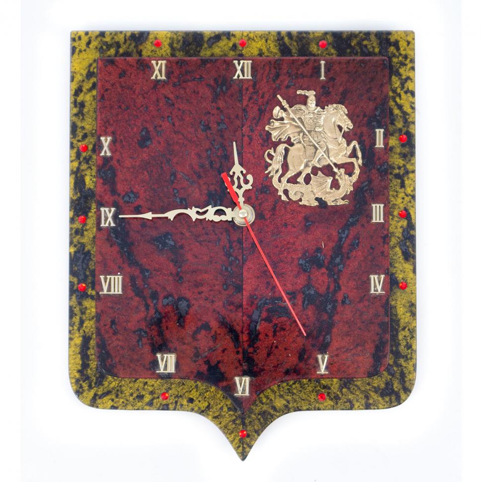 Настенные часы "Герб" бронза змеевик фото 1 — 