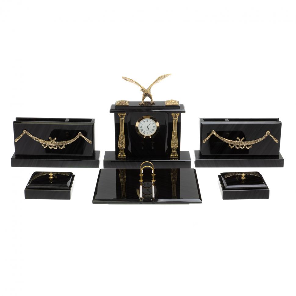 Настольный набор для руководителя "Орёл" черный обсидиан фото 1 — 