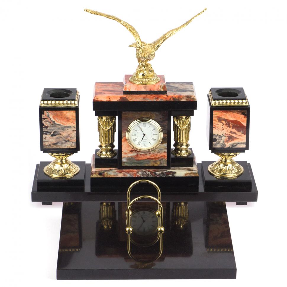 Письменный набор из яшмы с бронзой "Горный орел" фото 1 — 