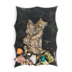 Магнит &quot;Медведь на дереве&quot; змеевик — 