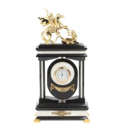 Часы &quot;Георгий Победоносец&quot; из мрамора и долерита с поворотным зеркалом — 