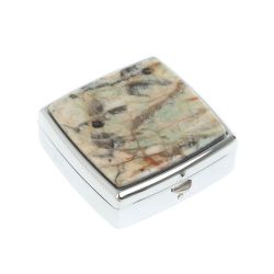 Таблетница на 2 отсека камень амазонит дымчатый кварц цвет серебро — 