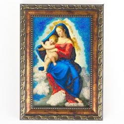 Икона Дева Мария рамка багет 13х18 см, каменная крошка — 