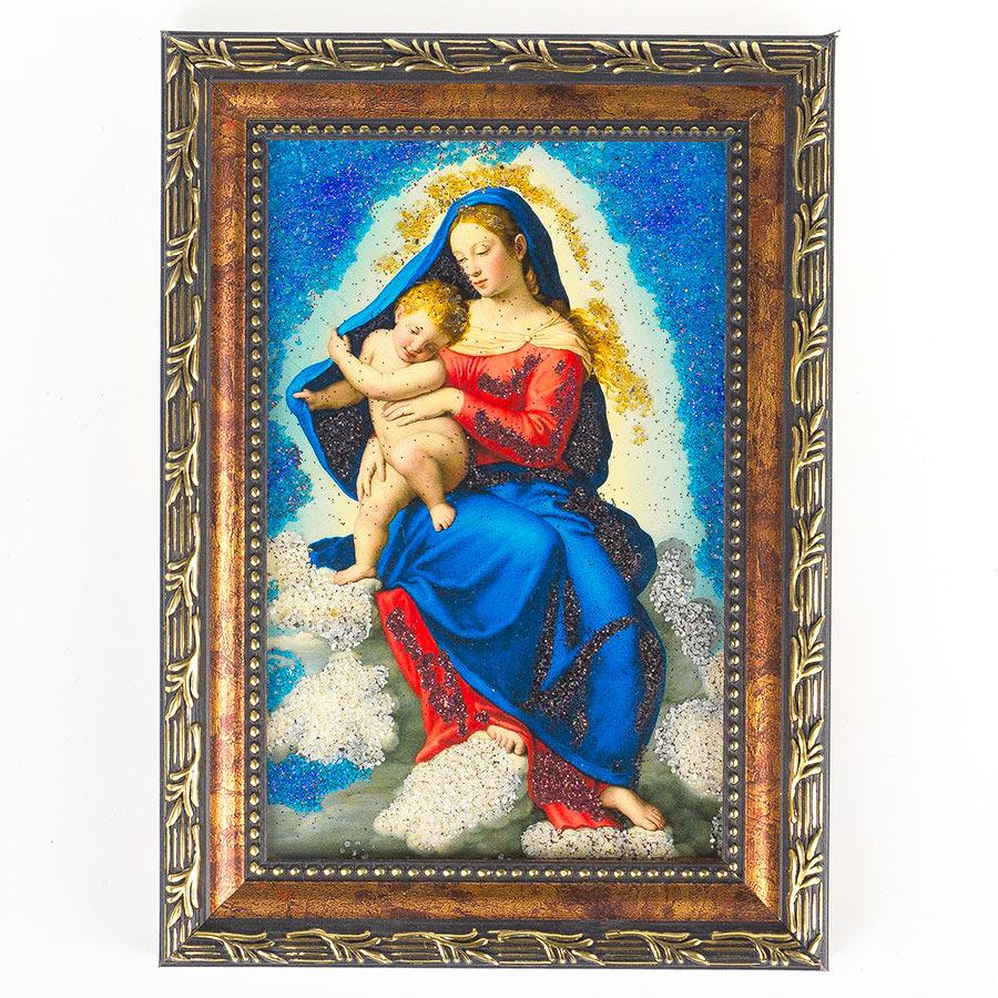 Икона Дева Мария рамка багет 13х18 см, каменная крошка фото 1 — 