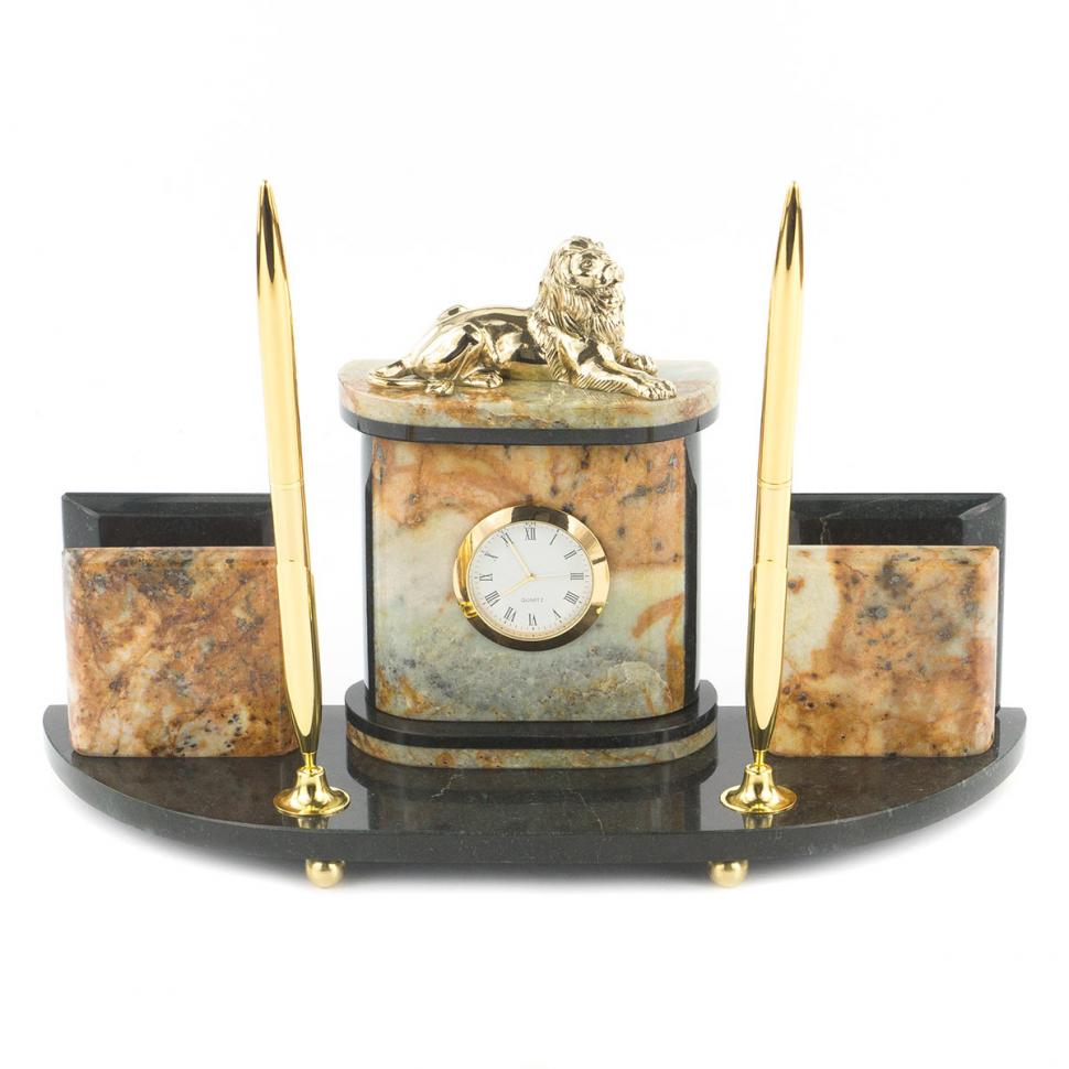 Письменный набор с визитницами "Лев" офиокальцит фото 1 — 