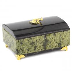 Шкатулка из камня &quot;Сундук&quot; большая змеевик 12,5х8х7,5 см — 