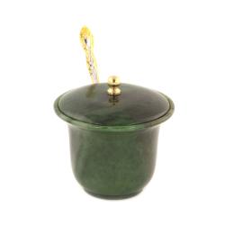 Сахарница из камня нефрит с ложечкой — 