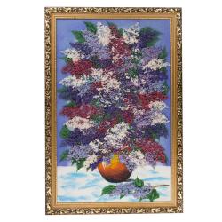 Картина из каменной крошки &quot;Красивая сирень&quot; багет 89х59 см синий фон — 