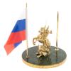 Статуэтка "Георгий Победоносец" с флагом РФ на нефрите 20х20х27 см фото 3 — 