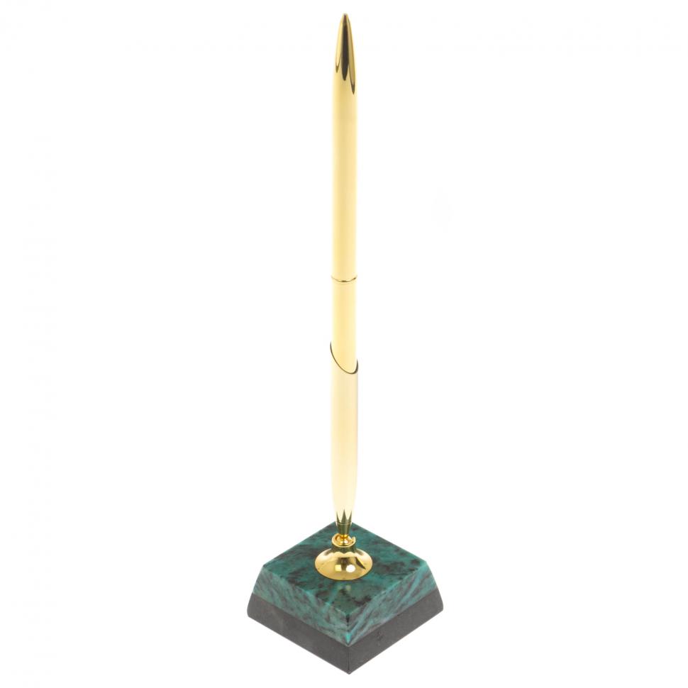 Подставка под ручку из темно-зеленого змеевика 5х5х22 см фото 1 — 