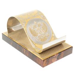 Подставка под телефон &quot;Герб России&quot; из яшмы Златоуст — 