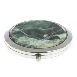 Зеркало круглое из камня офит цвет серебро — 