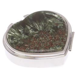 Таблетница &quot;Сердце&quot; на 3 отделения камень серафинит цвет серебро — 