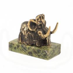 Статуэтка из бронзы на подставке из змеевика &quot;Мамонт&quot; — 