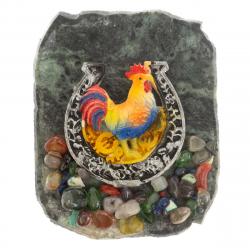 Магнит &quot;Петух в подкове с монетами&quot; змеевик — 