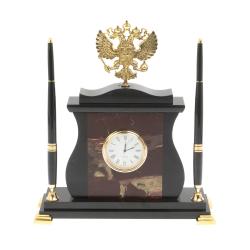 Настольные часы &quot;Герб России&quot; из яшмы — 