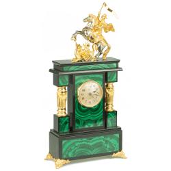 Часы &quot;Георгий Победоносец&quot;  из малахита и бронзы — 