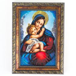 Икона Дева Мария рамка багет 10х15 см, каменная крошка — 