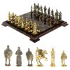 Шахматы "Богатыри" фигуры бронза доска 40х40 см из обсидиана фото 1 — 