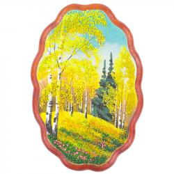 Панно овальное &quot;Осень&quot; 19х12,5 см каменная крошка — 