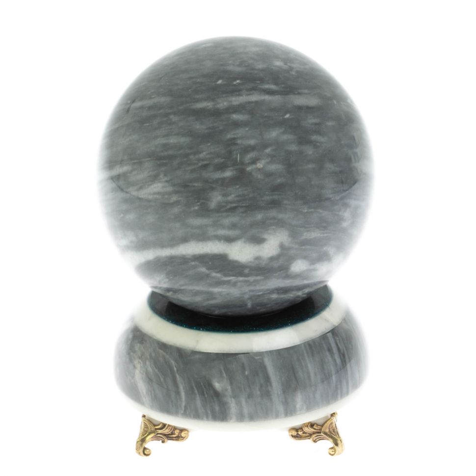 Шар "Антистресс" 10,5 из серого мрамора на подставке 10,5х10,5х15,5 см фото 1 — 