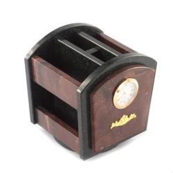 Канцелярский набор органайзер с часами и гербом России на вращающейся подставке — 